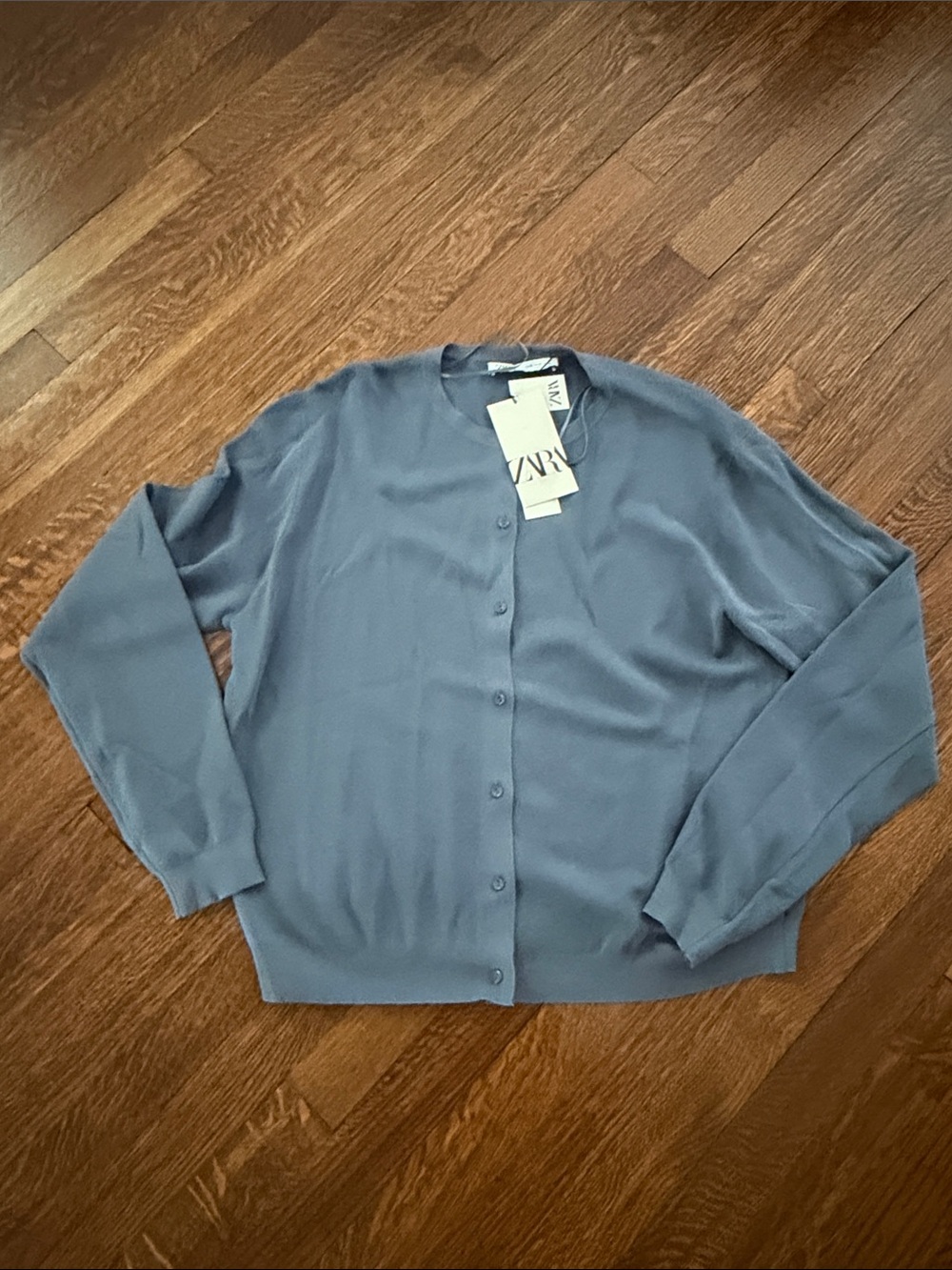 Zara Dusty Blue Button-Up Cardigan. NWT